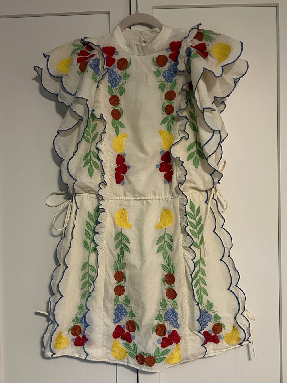 FARM Rio White Mini Dress with Red, Yellow & Green Floral Embroidery - Picture 9 of 10